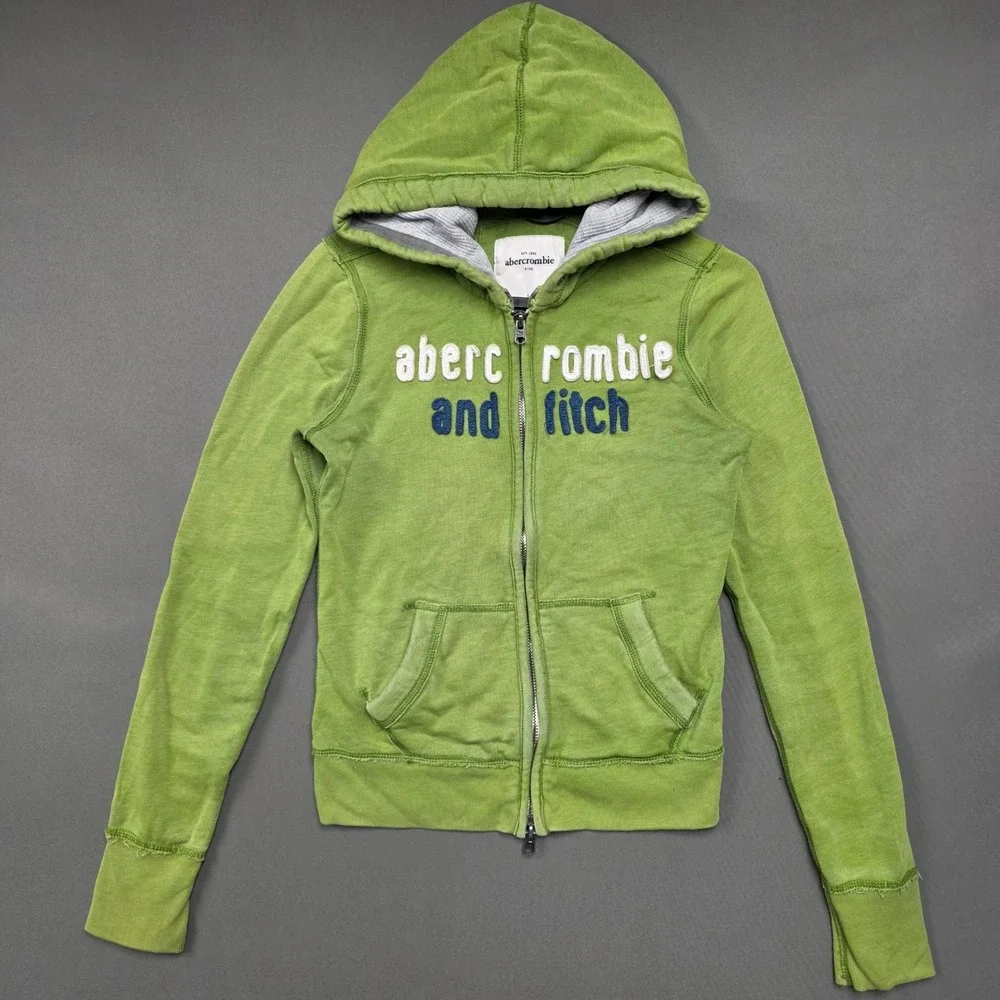 Abercrombie Kids Hoodie Kids Full Zip Applique Logo Green Large